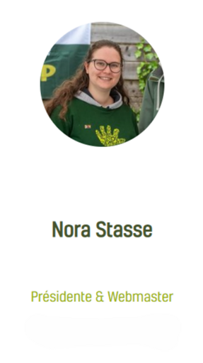 Photo de Nora Stasse, la présidente et webmaster.