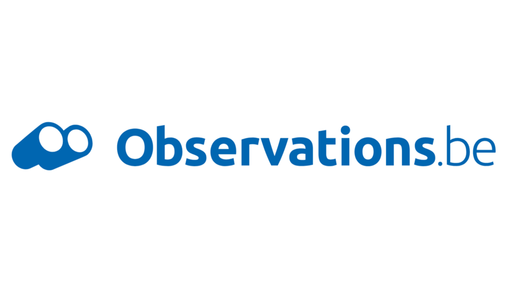 Logo du site internet "Observations.be" étant une paire de jumelles suivie du nom du site en bleu